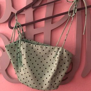 Zara green polka dot crop top